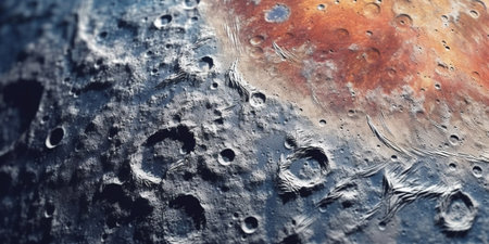 Generative AI, another alien planet surface relief, moon crater. space backgroundの素材