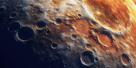 Generative AI, another alien planet surface relief, moon crater. space backgroundの素材