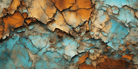 Generative AI Rusted blue and turquoise metal background. Grunge old wall textureの素材