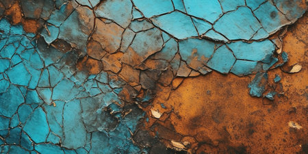 Generative AI Rusted blue and turquoise metal background. Grunge old wall textureの素材