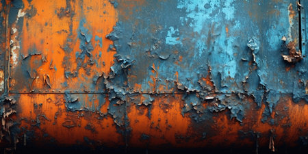 Generative AI Rusted blue and turquoise metal background. Grunge old wall textureの素材