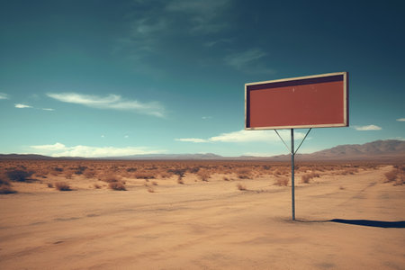 Generative AI, vintage empty sing or billboard in the desert of alien planet, in the spaceの素材