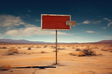 Generative AI, vintage empty sing or billboard in the desert of alien planet, in the spaceの素材