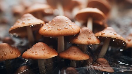 Generative AI, Fresh different mushrooms, autumn harvest, aesthetic muted neutral colorsの素材