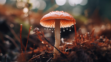 Generative AI, Fresh different mushrooms, autumn harvest, aesthetic muted neutral colorsの素材