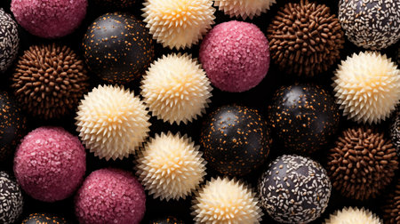 Generative AI, Chocolate candy balls, close up traditional Brazilian brigadeiroの素材