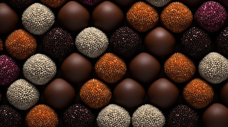 Generative AI, Chocolate candy balls, close up traditional Brazilian brigadeiroの素材