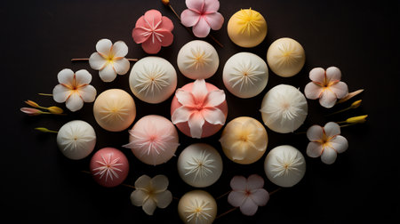 Generative AI, Japanese traditional confectionery cake wagashi, various types of sweetsの素材