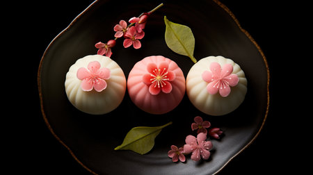 Generative AI, Japanese traditional confectionery cake wagashi, various types of sweetsの素材