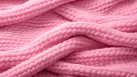 Generative AI, knitted pink sweater texture closeup, magenta or light pink abstract backgroundの素材