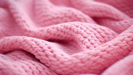 Generative AI, knitted pink sweater texture closeup, magenta or light pink abstract backgroundの素材