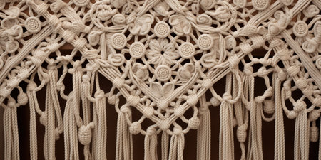 Generative AI, Close-up of hand made macrame textureの素材