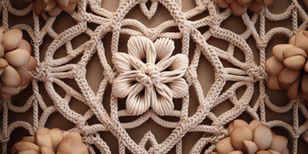 Generative AI, Close-up of hand made macrame textureの素材