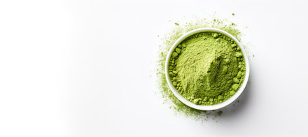 Generative AI, Heap of green matcha tea powder with copy spaceの素材