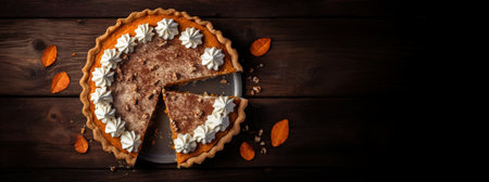 Generative AI, Homemade american traditional pumpkin pie, top viewの素材