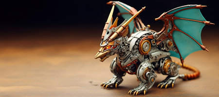 Generative AI, Dragon in steam punk style, symbol of 2024 Chinese New Yearの素材