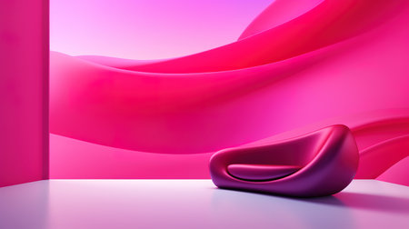 Generative AI, Beautiful gradient abstract background with viva magenta pink color, horizontal wallpaper. Abstract studio room geometric backgroundの素材