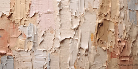 Generative AI, Closeup of impasto abstract rough beige art painting textureの素材
