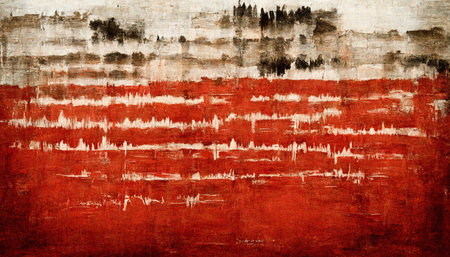 Generative AI, Red watercolor abstract painted background. Ink red street graffiti art on a textured paper vintage background, washes and brush strokes.の素材