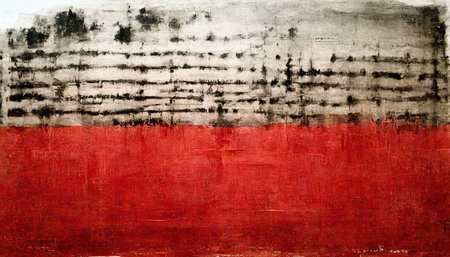 Generative AI, Red watercolor abstract painted background. Ink red street graffiti art on a textured paper vintage background, washes and brush strokes.の素材