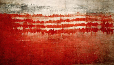 Generative AI, Red watercolor abstract painted background. Ink red street graffiti art on a textured paper vintage background, washes and brush strokes.の素材