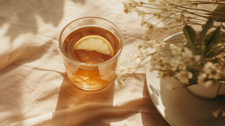 Generative AI, Homemade fermented kombucha drink, healthy tea, natural probiotic flavored drinkの素材