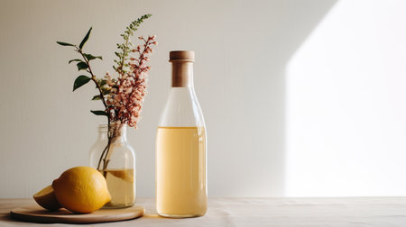 Generative AI, Homemade fermented kombucha drink, healthy tea, natural probiotic flavored drinkの素材
