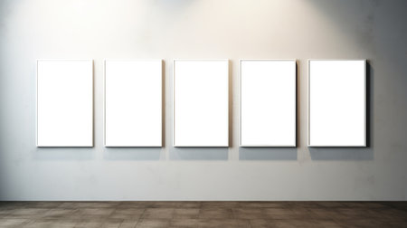Generative AI, set of five posters mock up, blank minimalistic background, artwork templateの素材