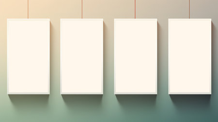 Generative AI, set of four posters mock up, blank minimalistic background, artwork templateの素材