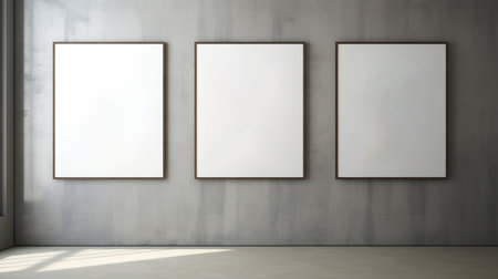 Generative AI, set of three posters mock up, blank minimalistic background, artwork templateの素材