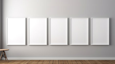 Generative AI, set of five posters mock up, blank minimalistic background, artwork templateの素材