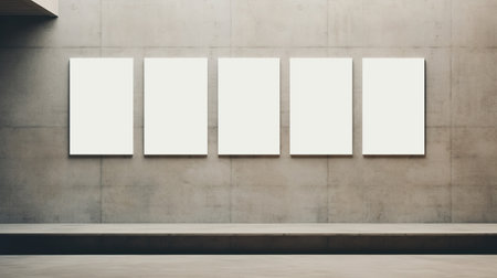 Generative AI, set of five posters mock up, blank minimalistic background, artwork templateの素材