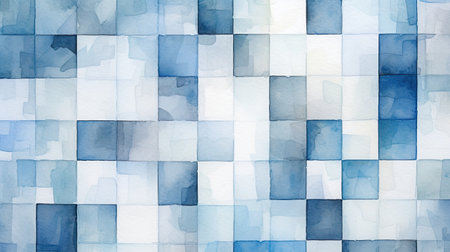 Generative AI, abstract blue watercolor geometric background, hand drawn artの素材