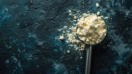 Generative AI, Whey protein powder, sports nutrition, banner with copy spaceの素材