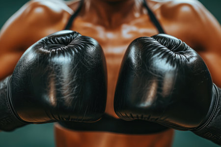 Generative AI, Woman training boxing wearing boxing gloves, female boxerの素材
