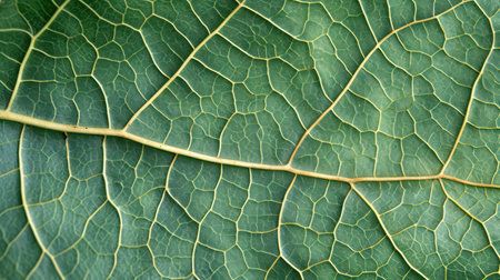 Generative AI, macro texture of green leaf veins, green foliage texture, ecology backgroundの素材