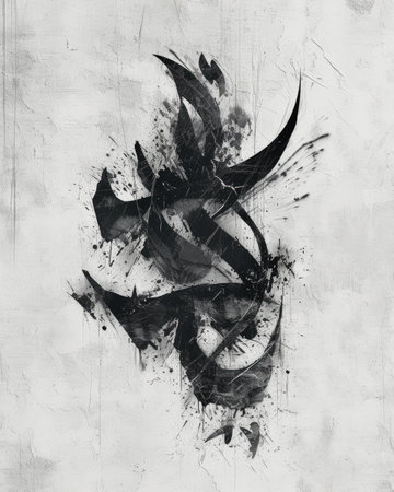Generative AI, Calligraphy abstract poster, gothic type fonts, brush pen letters as graffiti symbols, black ink.の素材