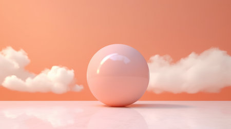 Generative AI, Peach fuzz color of 2024, fantastic 3d clouds on the floor, sky and landscape. Gentle colors and with bright lights..の素材