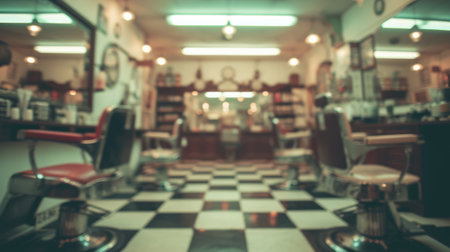 Generative AI, Vintage photo of retro barber shop of 50s, retro interior designの素材