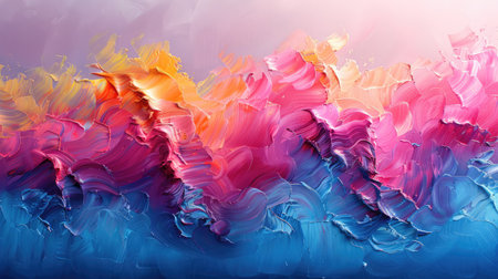 Generative AI, colorful grunge impasto oil painted canvas background.の素材