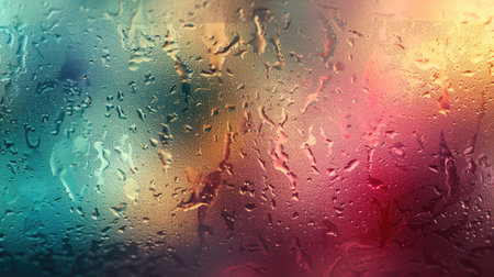 Generative AI, Glass gradient texture with drops, blurred bokeh effectの素材