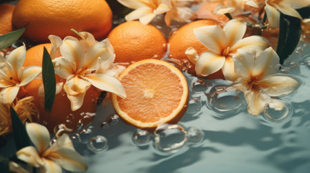 Generative AI, Summer aesthetic background with flowers, muted neutral colors.の素材