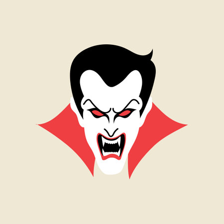 Vampire dracula character, Halloween element in modern flat, line style. Hand drawn illustrationのイラスト素材
