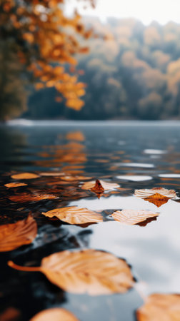 Autumn aesthetic atmospheric landscape, muted neutral colors. Nature and wilderness concept. Design for poster, wallpaper.の素材