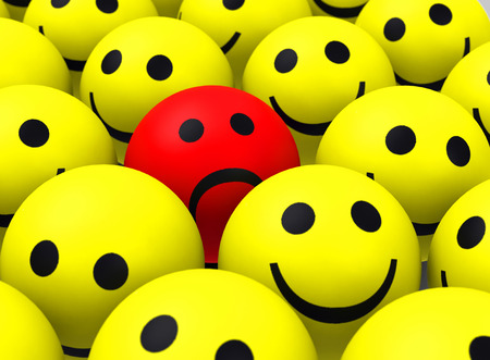 the red smileyの写真素材