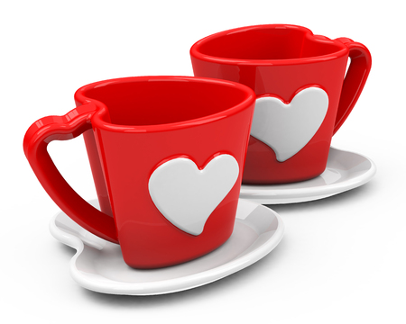 two red heart cupsの写真素材