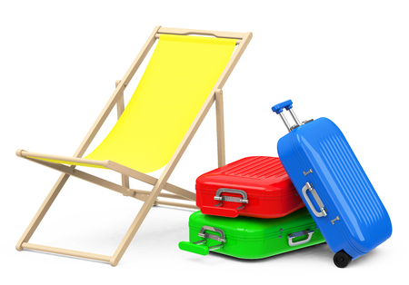 beach chair and luggageの写真素材