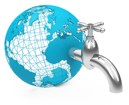 the water faucet on globeの写真素材
