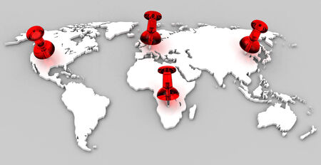 the destination points on world map