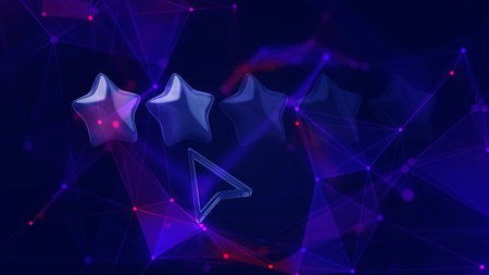 Abstract polygonal space low poly dark background with stars and luminous lines. 3d rendering
